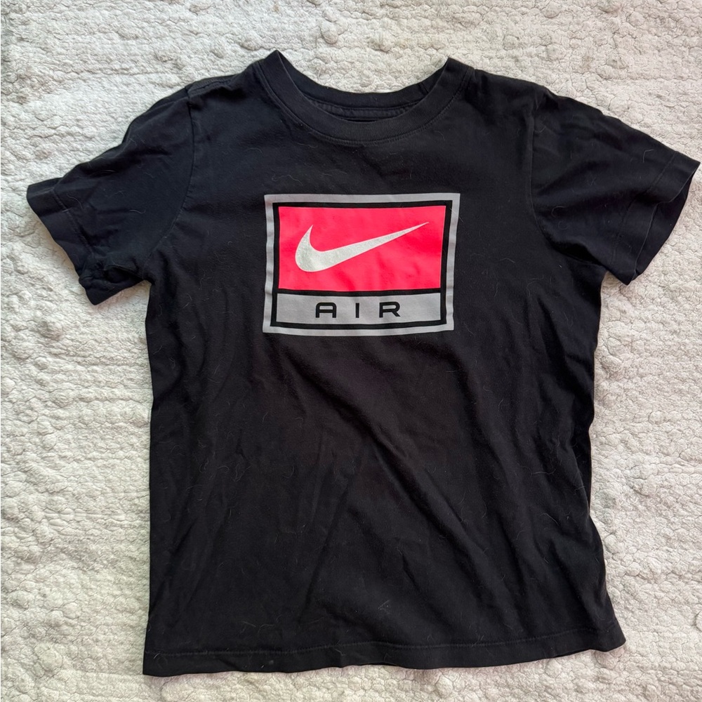 Nike Kids Black Tee with Pink and Silver Air Logo size M